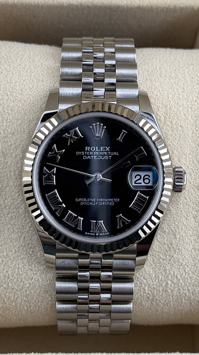 2020 Rolex Date-Just 31 Black Roman Dial 278274 ( Watch,Card,Wt,Box & Booklets)