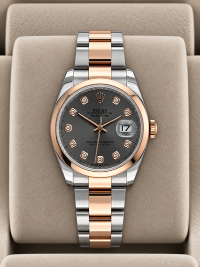 2005 Rolex Datejust 36 Grey Diamond Dial 116201 (Watch + Paper + WT)