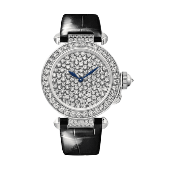 Cartier Pasha Diamond Pave Leather 35mm - Image 1