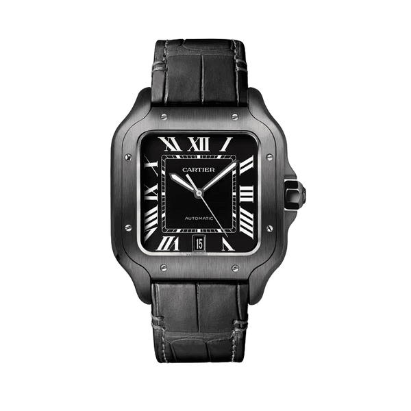 Cartier Santos De Cartier Black Leather 39.8mm