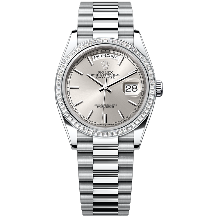 Rolex Day-Date Silver Platinum 36mm - Image 1