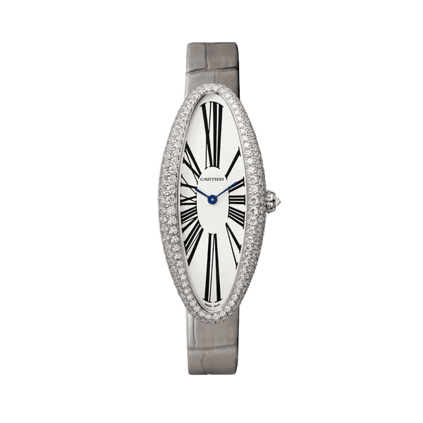 Cartier Baignoire Allongée White Leather 21mm