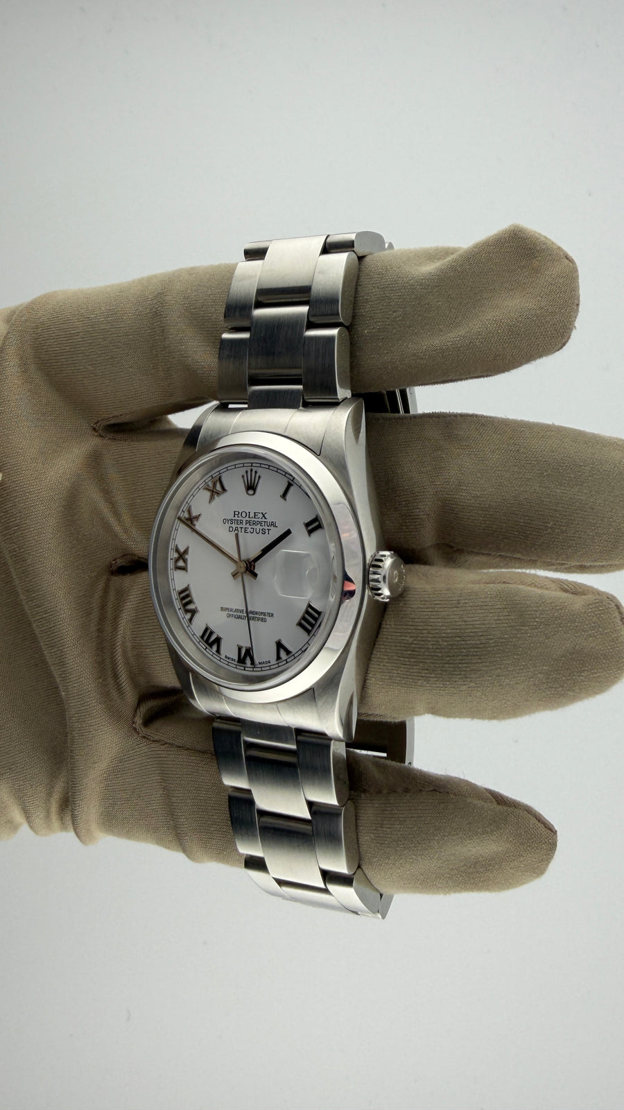 2003 Rolex Date-Just 36 White Roman 16200 (Watch,Box & Booklets) - Image 3