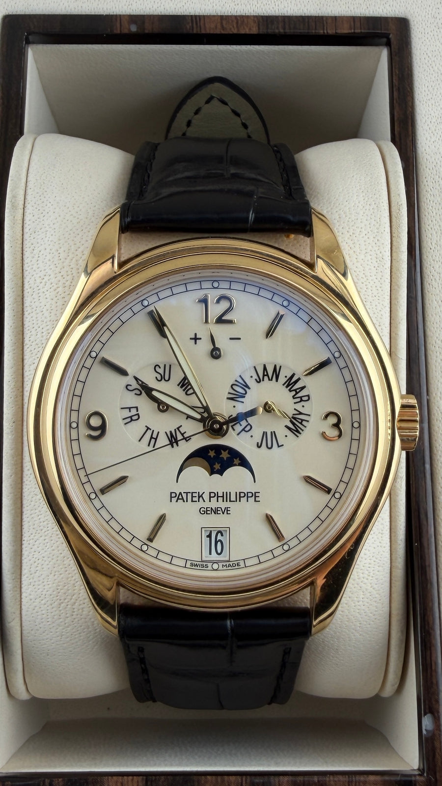 2017 Patek Philippe Annual Calendar Moonphase Cream Dial 5146J-001 (Watch,Card,WT,Box & Booklets) - Image 1