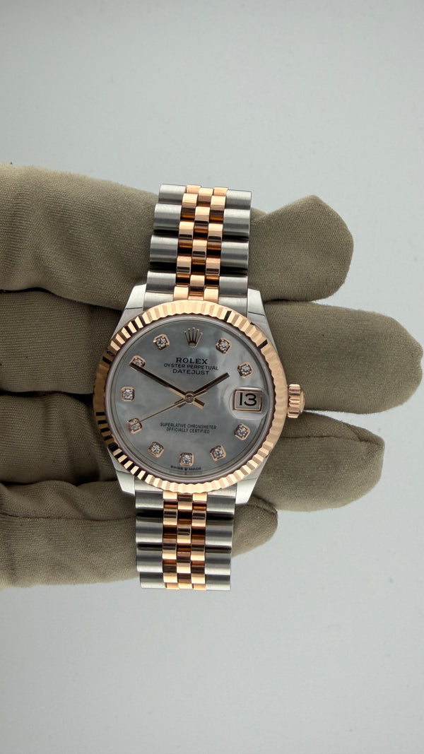 2023 Rolex Date-Just 26 Mother Of Pearl Diamond Dial 278271 (Watch,Box,Card & Booklets)
