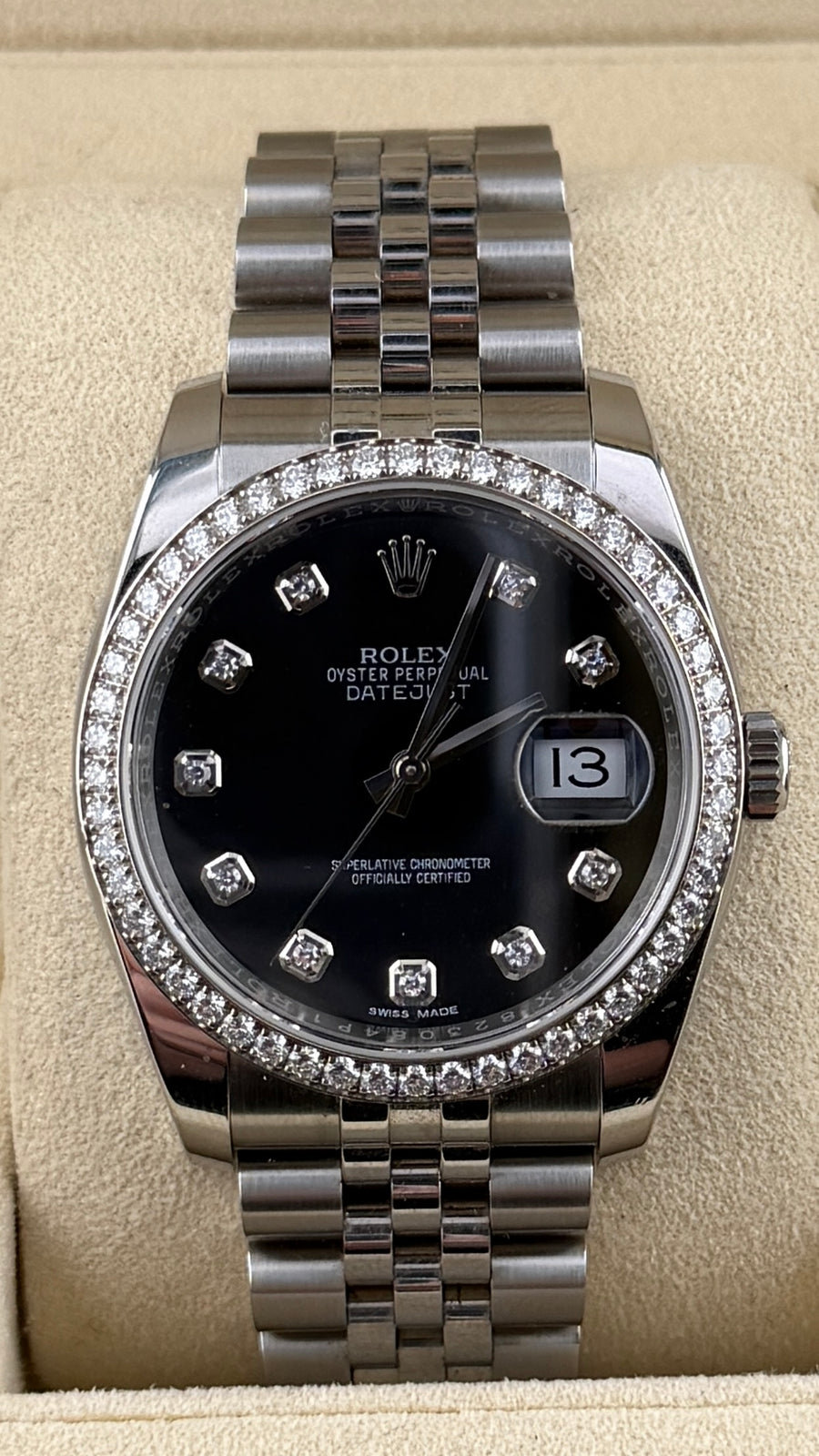 Rolex Date-Just 36 Black Diamond Bezel & Dial 116224 (Watch,Booklets & Box) - Image 1