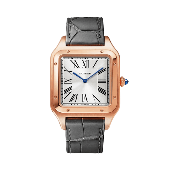 Cartier Santos Dumont Silver Leather 33.9mm