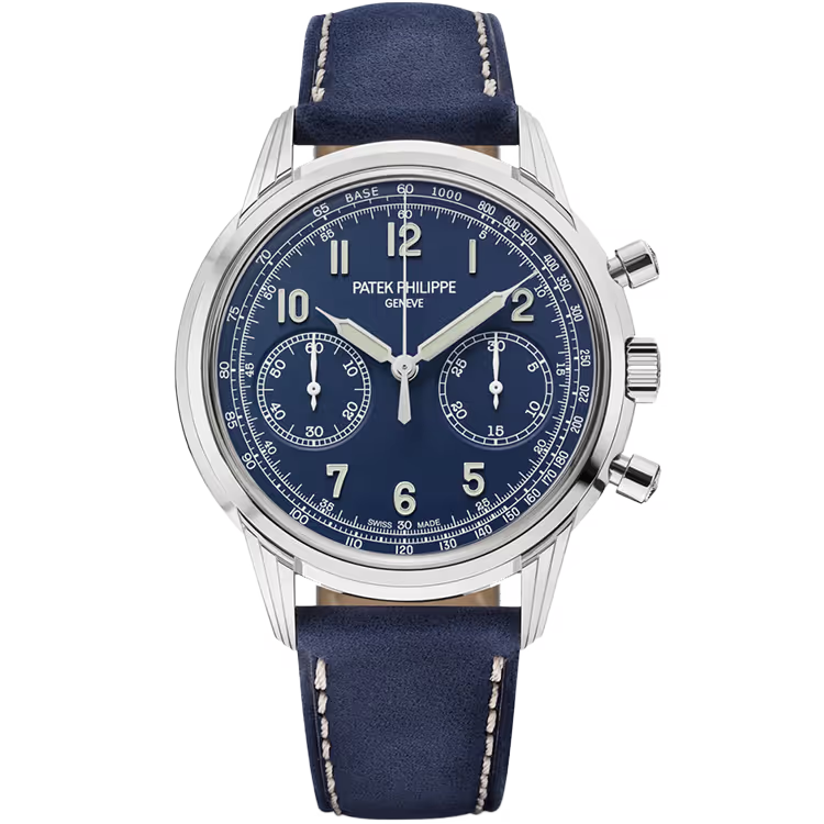 Patek Philippe Complications Blue Dial Chronograph White Gold Leather Strap 41mm - Image 1