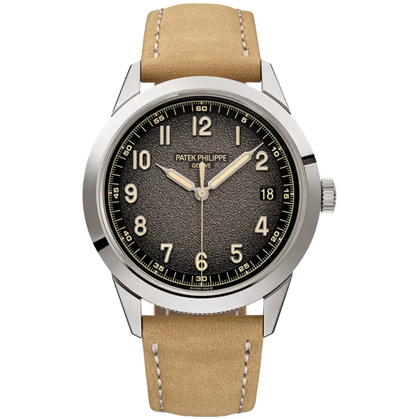 Patek Philippe Calatrava Black Dial White Gold Leather Strap 40mm