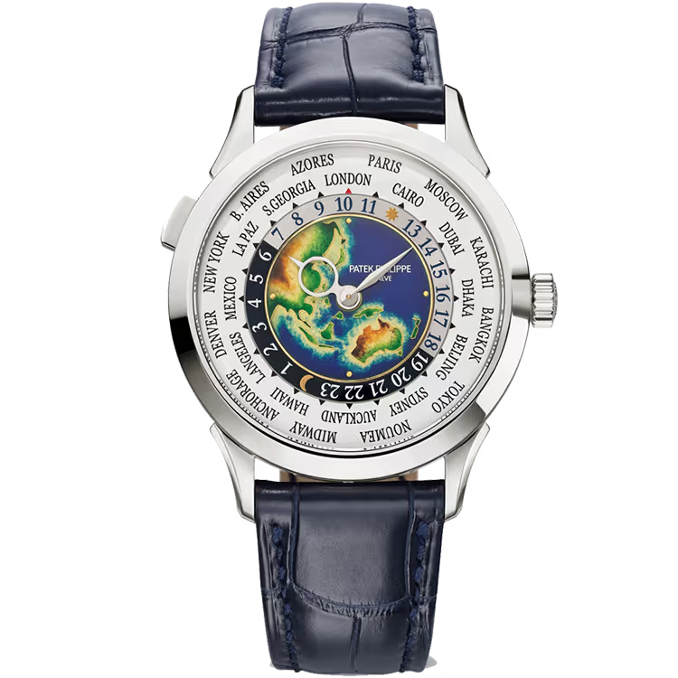 Patek Philippe Complications Blue Dial World Time White Gold Leather Strap 39mm - Image 1