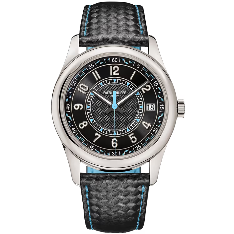 Patek Philippe Calatrava Black Dial Blue White Gold Leather Strap 40mm - Image 1