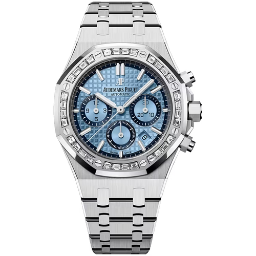 Audemars Piguet Royal Oak Ice Blue Dial Chronograph White Gold Diamond Bezel 38mm - Limited 10
