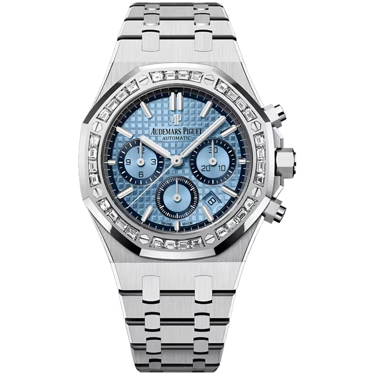 Audemars Piguet Royal Oak Ice Blue Dial Chronograph White Gold Diamond Bezel 38mm - Limited 10 - Image 1