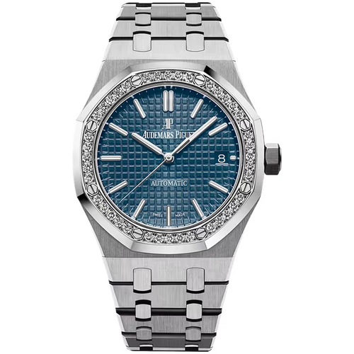 Audemars Piguet Royal Oak Blue Dial Stainless Steel Diamond Bezel 37mm
