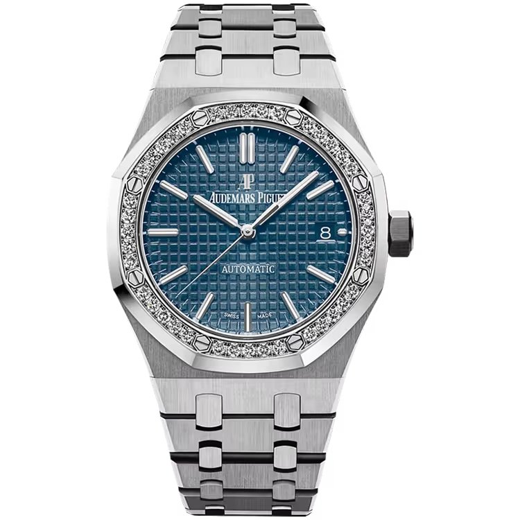 Audemars Piguet Royal Oak Blue Dial Stainless Steel Diamond Bezel 37mm - Image 1
