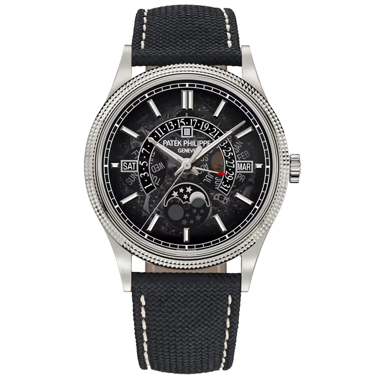 Patek Philippe Grand Complication Black Dial Perpetual Calendar White Gold Rubber Strap 40mm - Image 1
