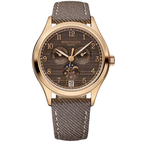 Patek Philippe Complications Chocolate Dial Annual Calendar Rose Gold Leather Strap 38mm
