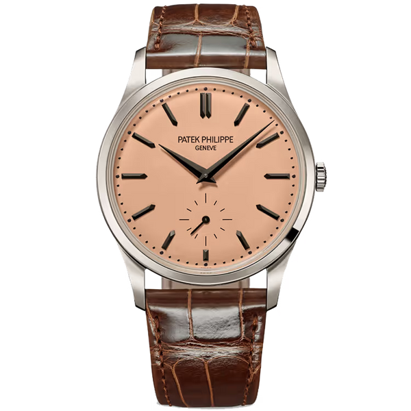 Patek Philippe Calatrava Salmon Dial Platinum Leather Strap 38mm