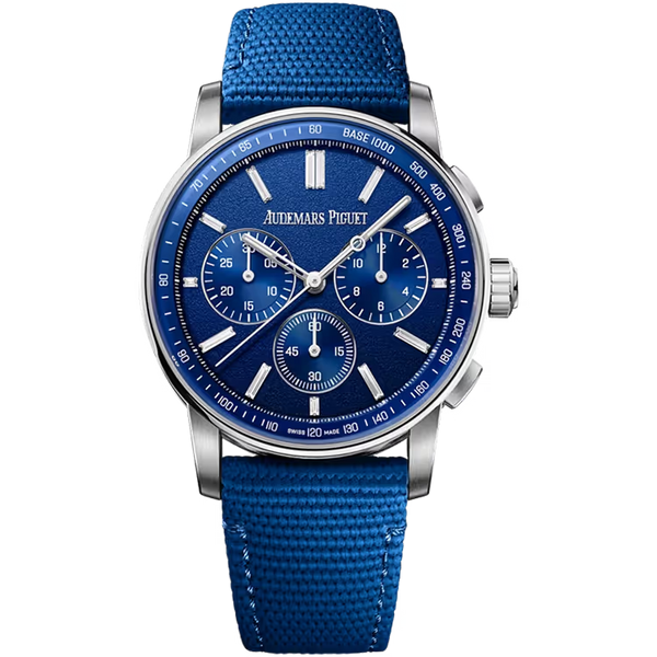 Audemars Piguet 11.59 Blue Diamond Dial Flyback Chronograph Blue Ceramic Rubber Strap 41mm