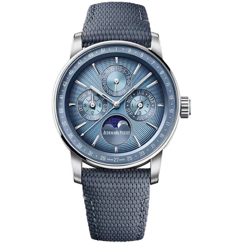 Audemars Piguet Code 11.59 Blue Dial Perpetual Calendar White Gold Rubber Strap 41mm