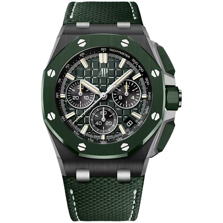 Audemars Piguet Royal Oak Offshore Green Dial Flying Chronograph Black Ceramic Rubber Strap 43mm - Image 1