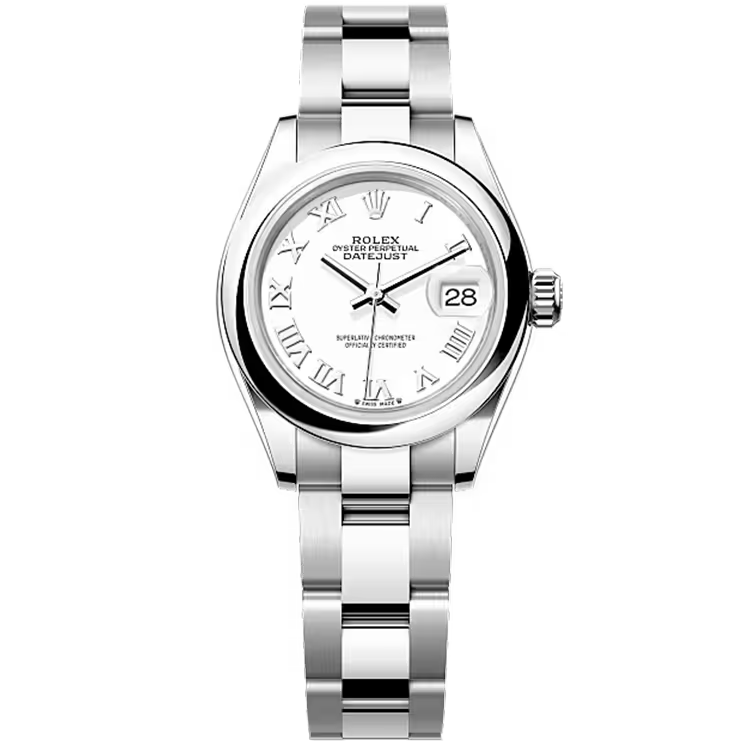 Rolex Datejust 28 White Roman Dial Stainless Steel Smooth Bezel Oyster Bracelet 28mm - Image 1