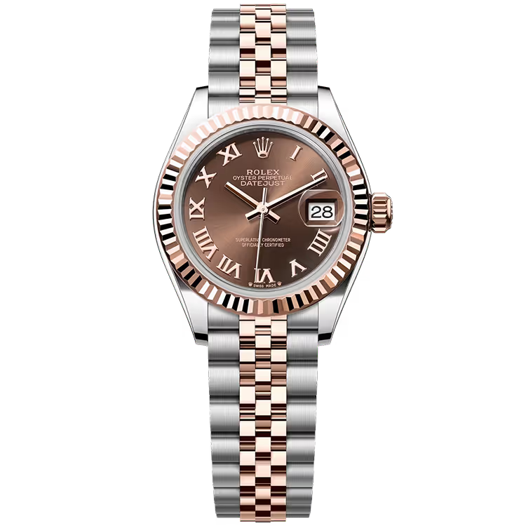 Rolex Datejust 28 Chocolate Roman Dial Steel & Rose Gold Fluted Bezel Jubilee Bracelet 28mm - Image 1