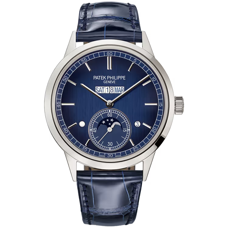 Patek Philippe Grand Complications Blue Dial Perpetual Calendar Platinum Leather Strap 41mm - Image 1