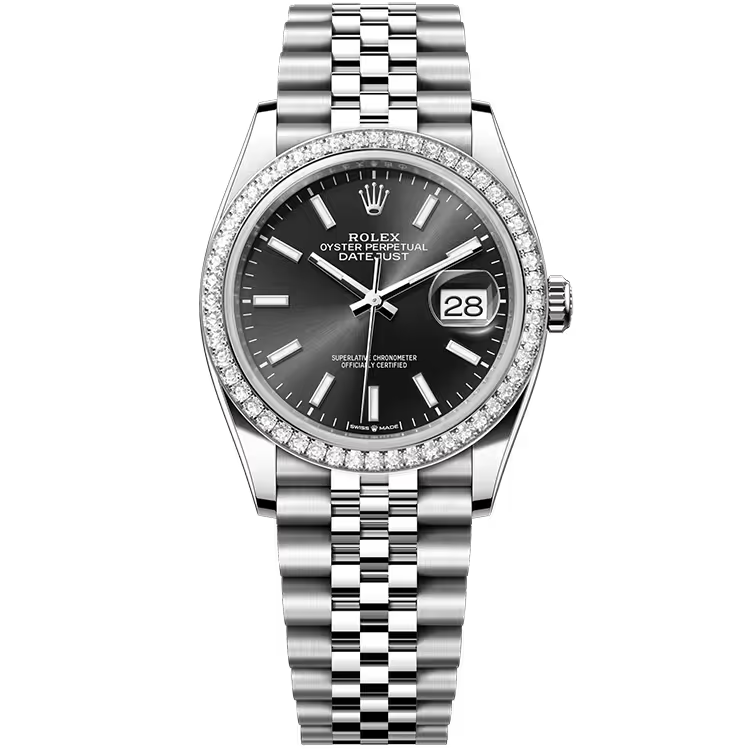 Rolex Datejust 36 Black Dial Stainless Steel Diamond Bezel Oyster Bracelet 36mm - Image 1