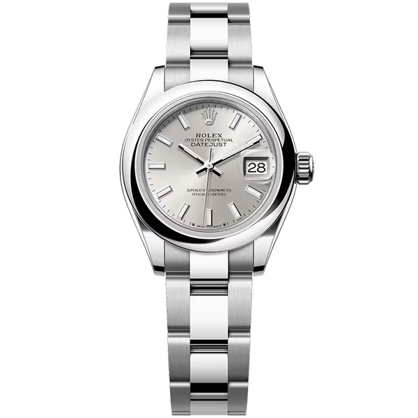 Rolex Datejust 28 Silver Dial Stainless Steel Smooth Bezel Oyster Bracelet 28mm