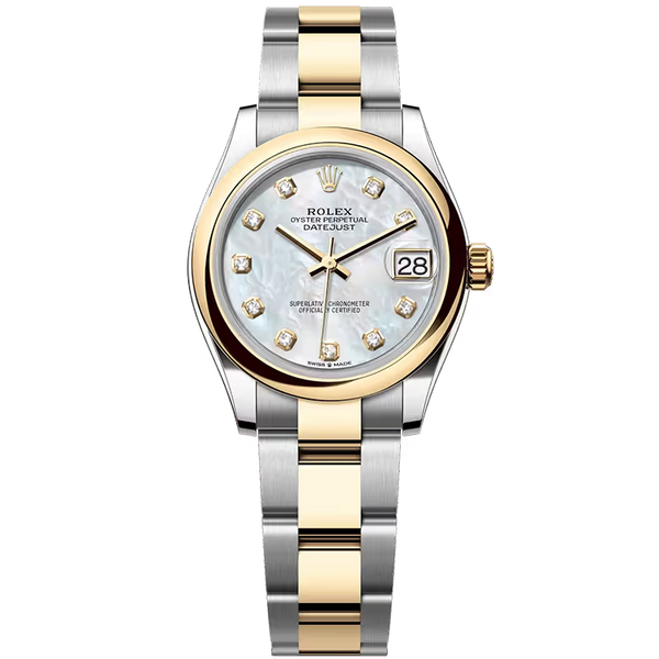 Rolex Datejust 31 Mother of Pearl Diamond Dial Steel & Yellow Gold Smooth Bezel Oyster Bracelet 31mm