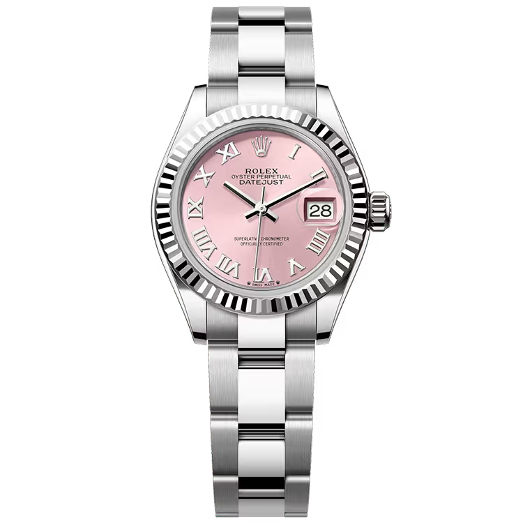 Rolex Datejust 28 Pink Roman Dial Stainless Steel Fluted Bezel Oyster Bracelet 28mm - Image 1