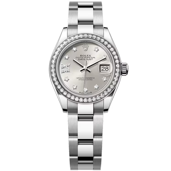 Rolex Datejust 28 Silver Single Roman Diamond Dial Stainless Steel Diamond Bezel Oyster Bracelet 28mm
