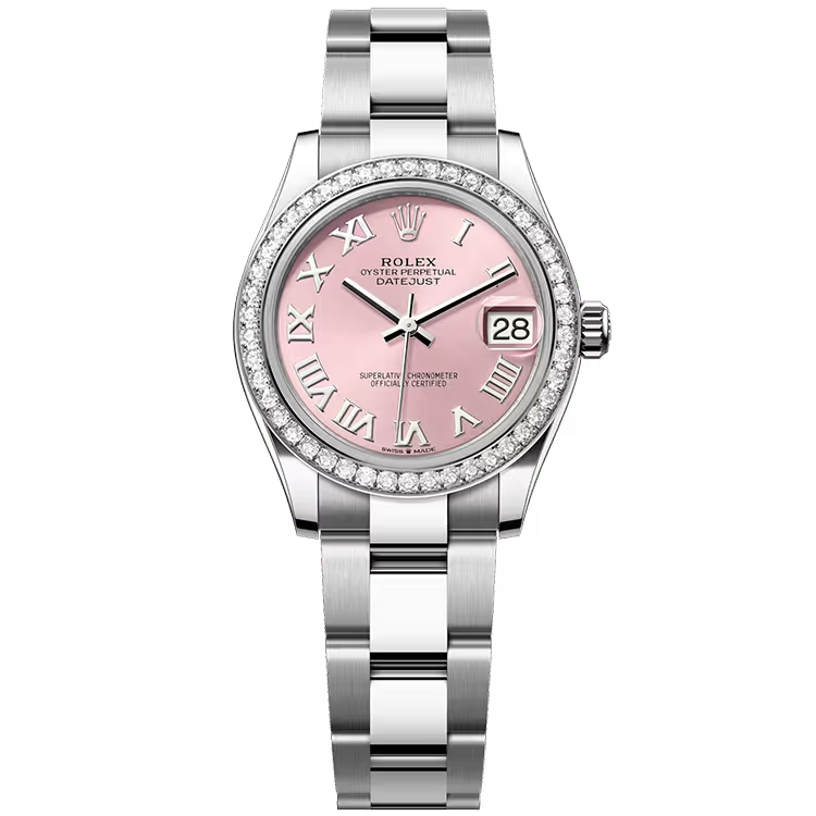 Rolex Datejust 31 Pink Roman Dial Stainless Steel Diamond Bezel Oyster Bracelet 31mm - Image 1