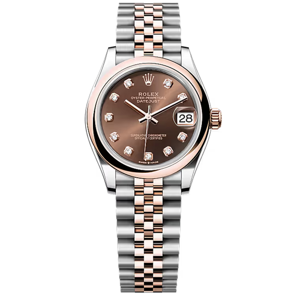 Rolex Datejust 31 Chocolate Diamond Dial Steel & Rose Gold Smooth Bezel Jubilee Bracelet 31mm