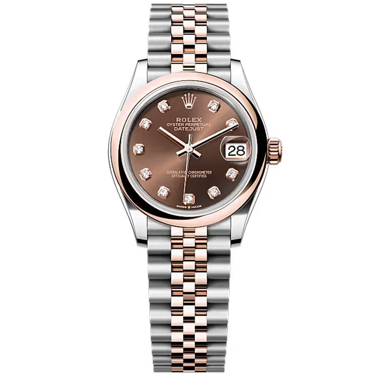Rolex Datejust 31 Chocolate Diamond Dial Steel & Rose Gold Smooth Bezel Jubilee Bracelet 31mm - Image 1
