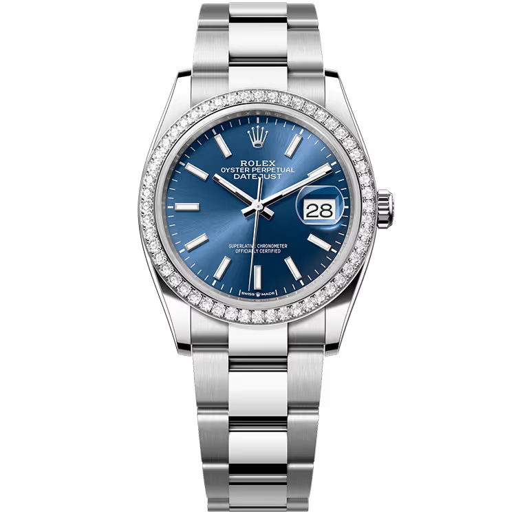 Rolex Datejust 36 Blue Dial Stainless Steel Diamond Bezel Oyster Bracelet 36mm - Image 1