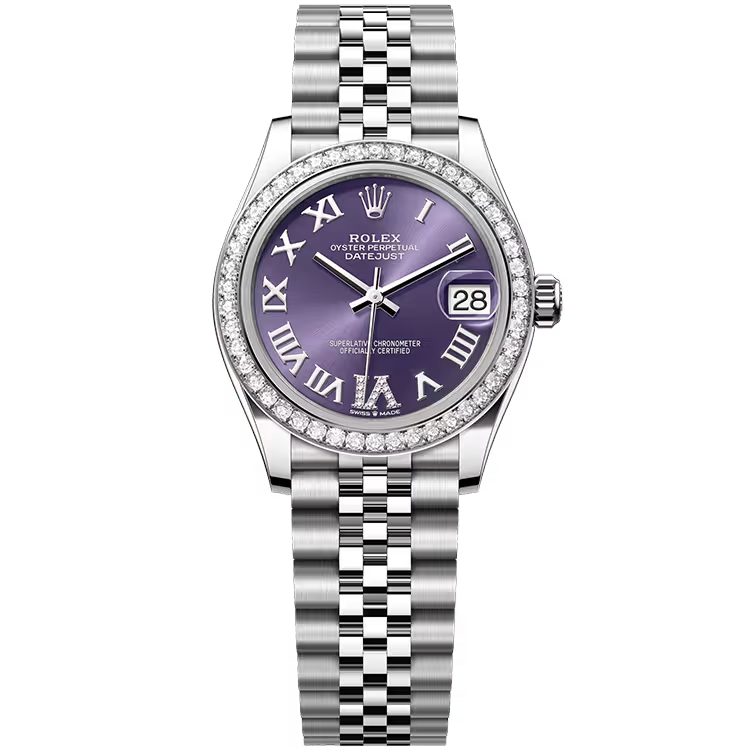 Rolex Datejust 31 Purple Roman Diamond Dial Stainless Steel Diamond Bezel Jubilee Bracelet 31mm - Image 1