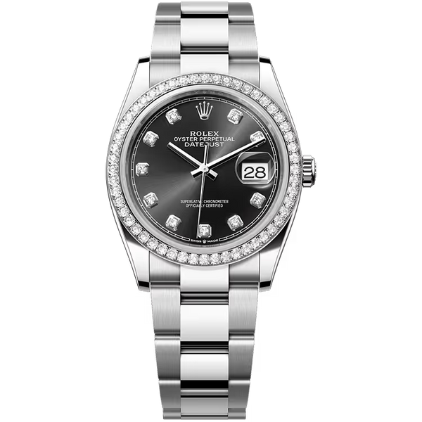 Rolex Datejust 36 Black Diamond Dial Stainless Steel Diamond Bezel Oyster Bracelet 36mm