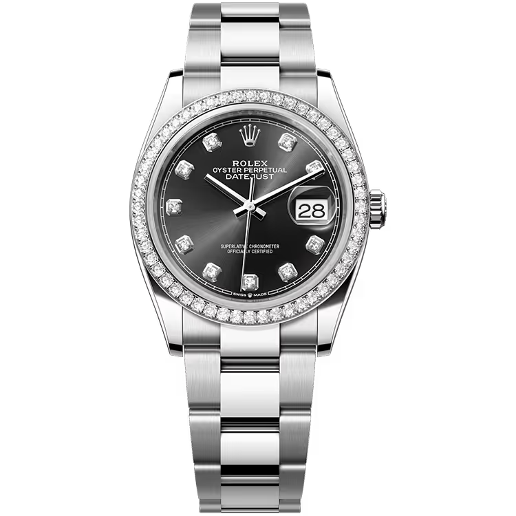 Rolex Datejust 36 Black Diamond Dial Stainless Steel Diamond Bezel Oyster Bracelet 36mm - Image 1