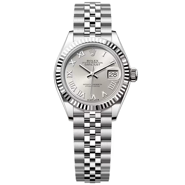 Rolex Datejust 28 Silver Roman Dial Stainless Steel Fluted Bezel Jubilee Bracelet 28mm