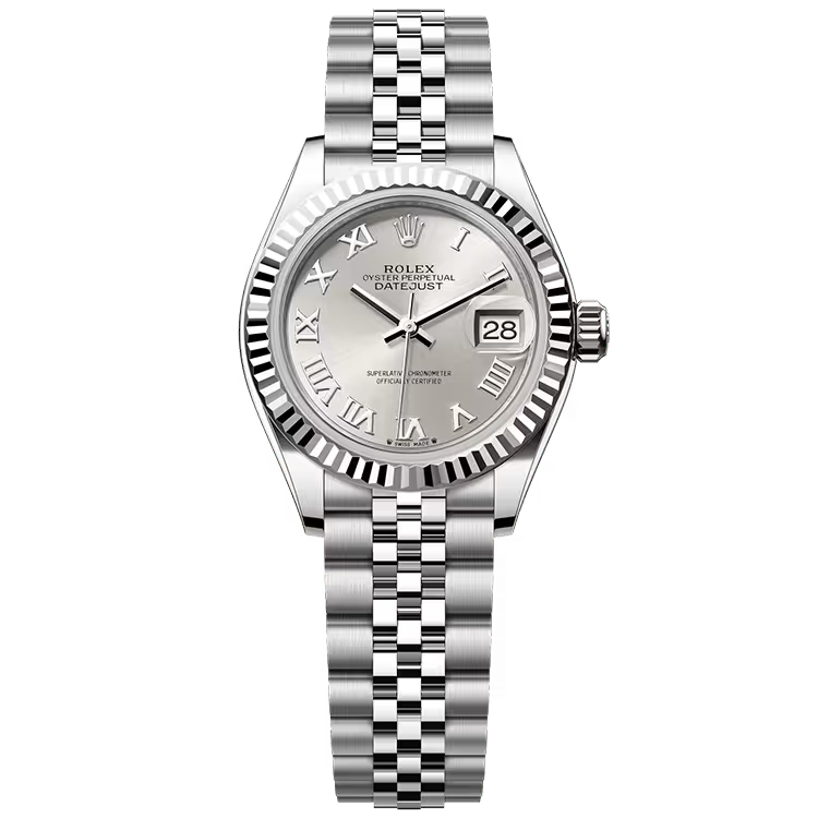 Rolex Datejust 28 Silver Roman Dial Stainless Steel Fluted Bezel Jubilee Bracelet 28mm - Image 1