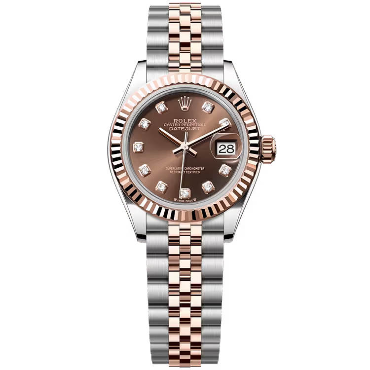 Rolex Datejust 28 Chocolate Diamond Dial Steel & Rose Gold Fluted Bezel Jubilee Bracelet 28mm - Image 1