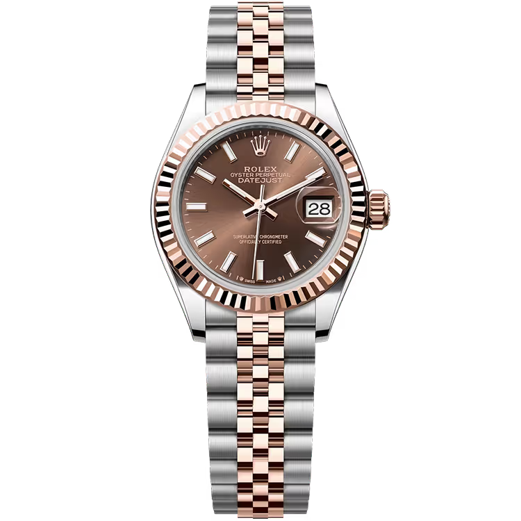 Rolex Datejust 28 Chocolate Dial Steel & Rose Gold Fluted Bezel Jubilee Bracelet 28mm - Image 1
