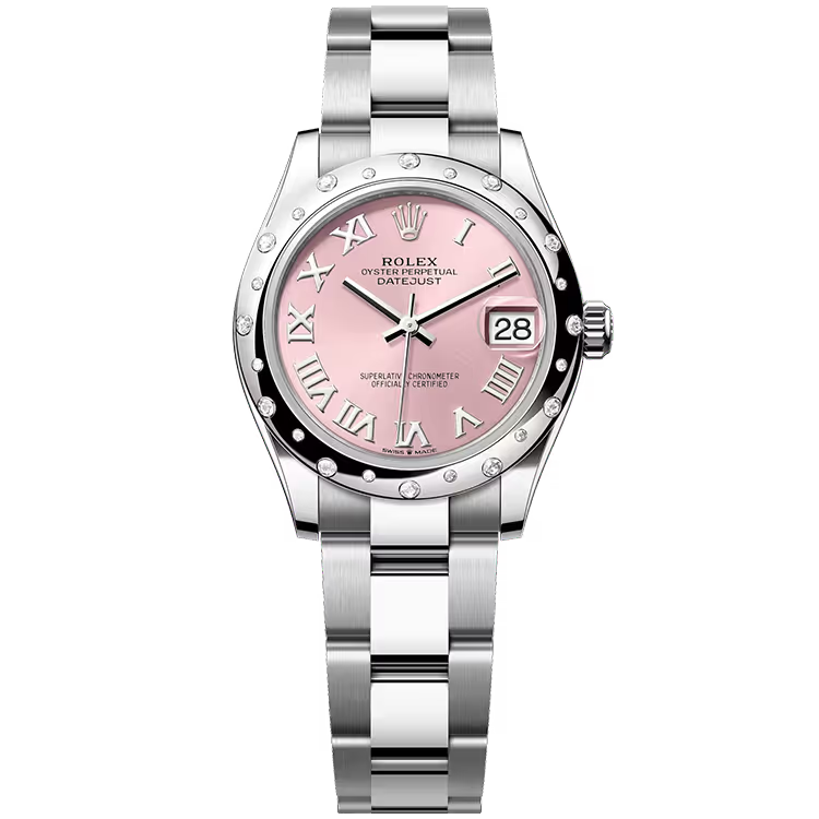 Rolex Datejust 31 Pink Roman Dial Stainless Steel Star Diamond Bezel Oyster Bracelet 31mm - Image 1