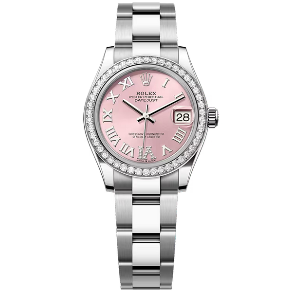 Rolex Datejust 31 Pink Roman Diamond Dial Stainless Steel Diamond Bezel Oyster Bracelet 31mm