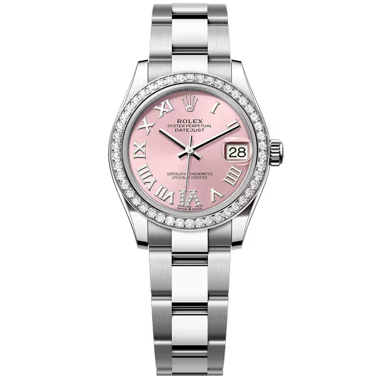 Rolex Datejust 31 Pink Roman Diamond Dial Stainless Steel Diamond Bezel Oyster Bracelet 31mm - Image 1