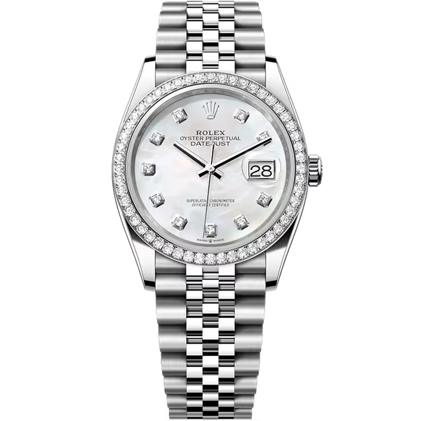 Rolex Datejust 36 Mother of Pearl Diamond Dial Stainless Steel Diamond Bezel Jubilee Bracelet 36mm
