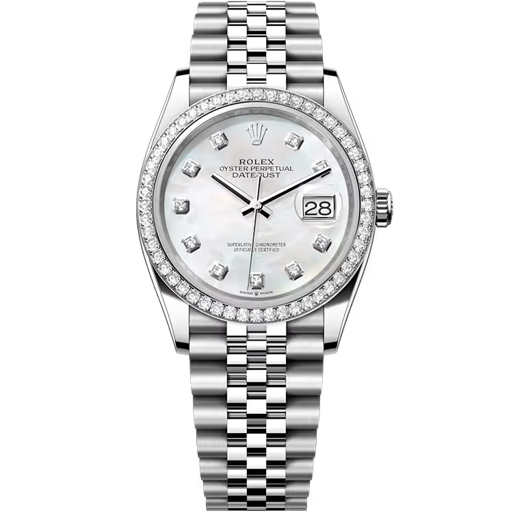 Rolex Datejust 36 Mother of Pearl Diamond Dial Stainless Steel Diamond Bezel Jubilee Bracelet 36mm - Image 1