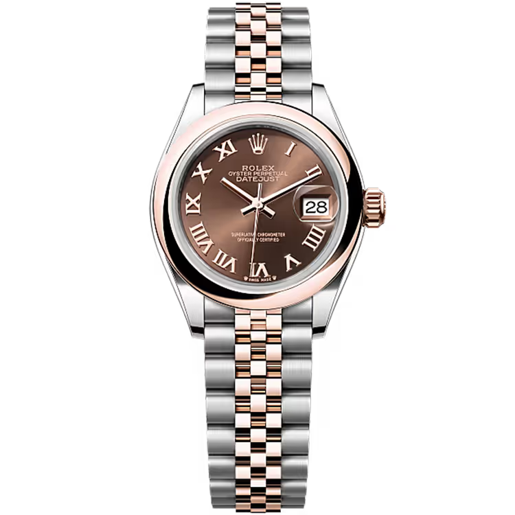 Rolex Datejust 28 Chocolate Roman Dial Steel & Rose Gold Smooth Bezel Jubilee Bracelet 28mm - Image 1
